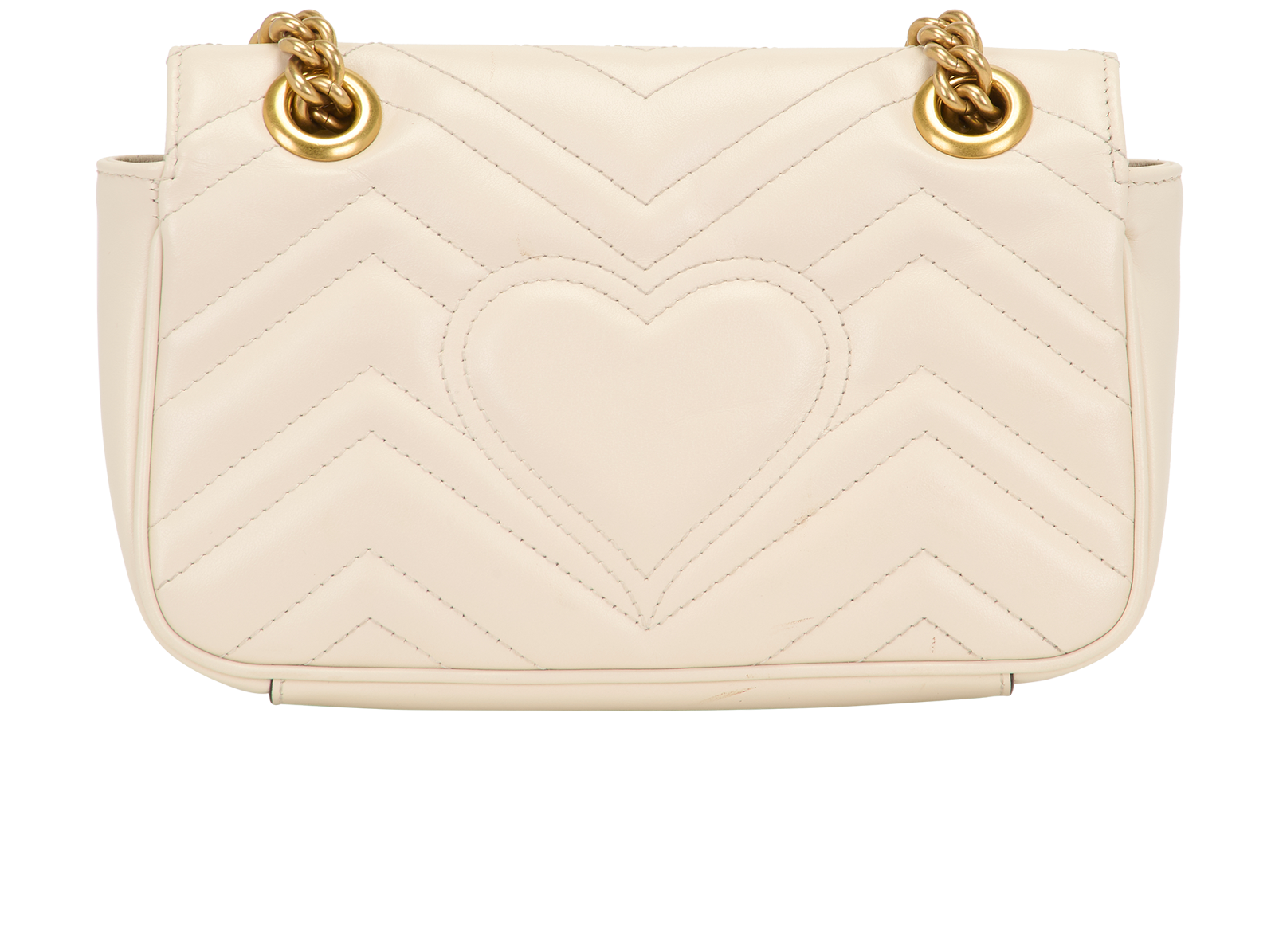 Small GG Marmont Shoulder Bag, &pound;550, Handbags, Cream, Leather, Back view
